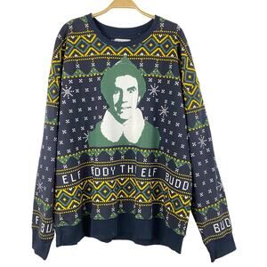 Old Navy Fair Isle Buddy the Elf Ugly Christmas Sweatshirt Unisex XXL Navy NWT